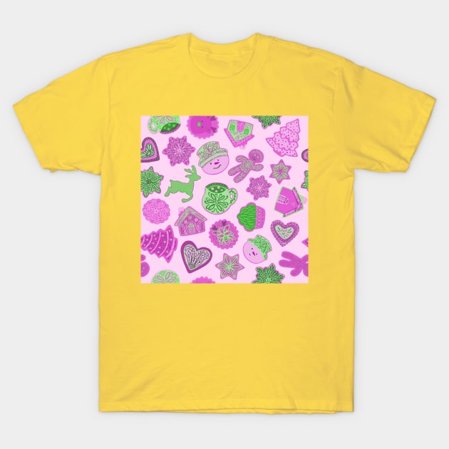 Pink Christmas Ginger cookies T-Shirt by Flyingrabbit